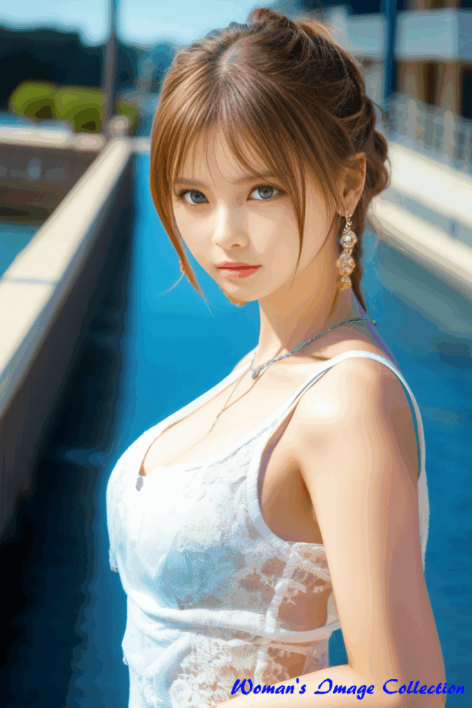 💠 「水辺に佇む、白の静謐」──夏の光をまとう透明な瞬間 💠 2 60歳からの「生成AI」 💠 「水辺に佇む、白の静謐」──夏の光をまとう透明な瞬間 💠
