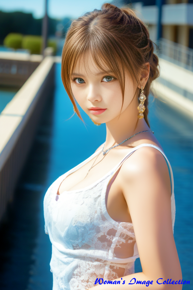 💠 「水辺に佇む、白の静謐」──夏の光をまとう透明な瞬間 💠 1 00251-609342808