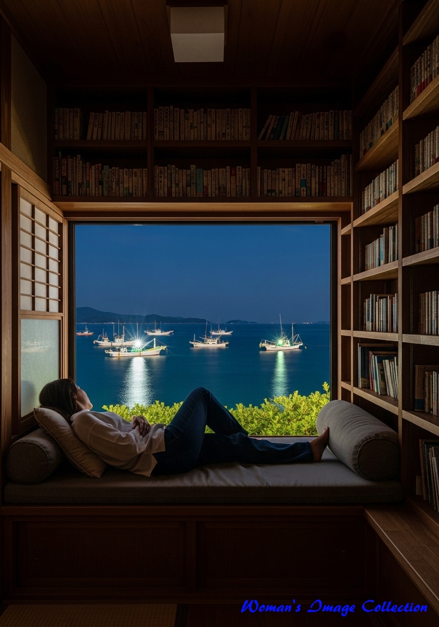 イカ釣り漁船が見える部屋