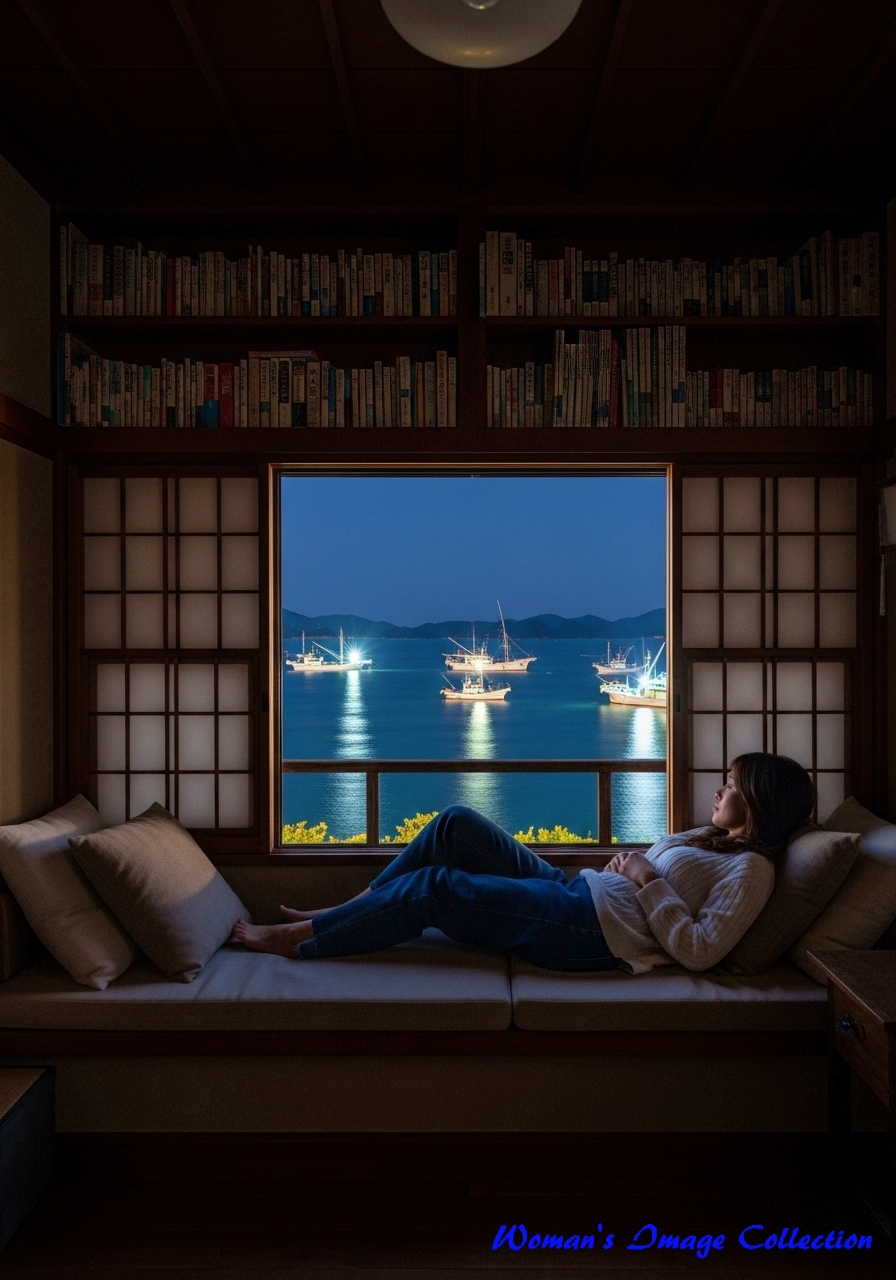 イカ釣り漁船が見える部屋