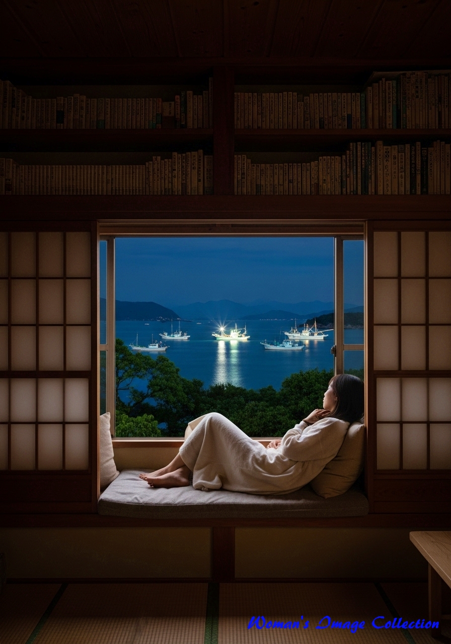 イカ釣り漁船が見える部屋