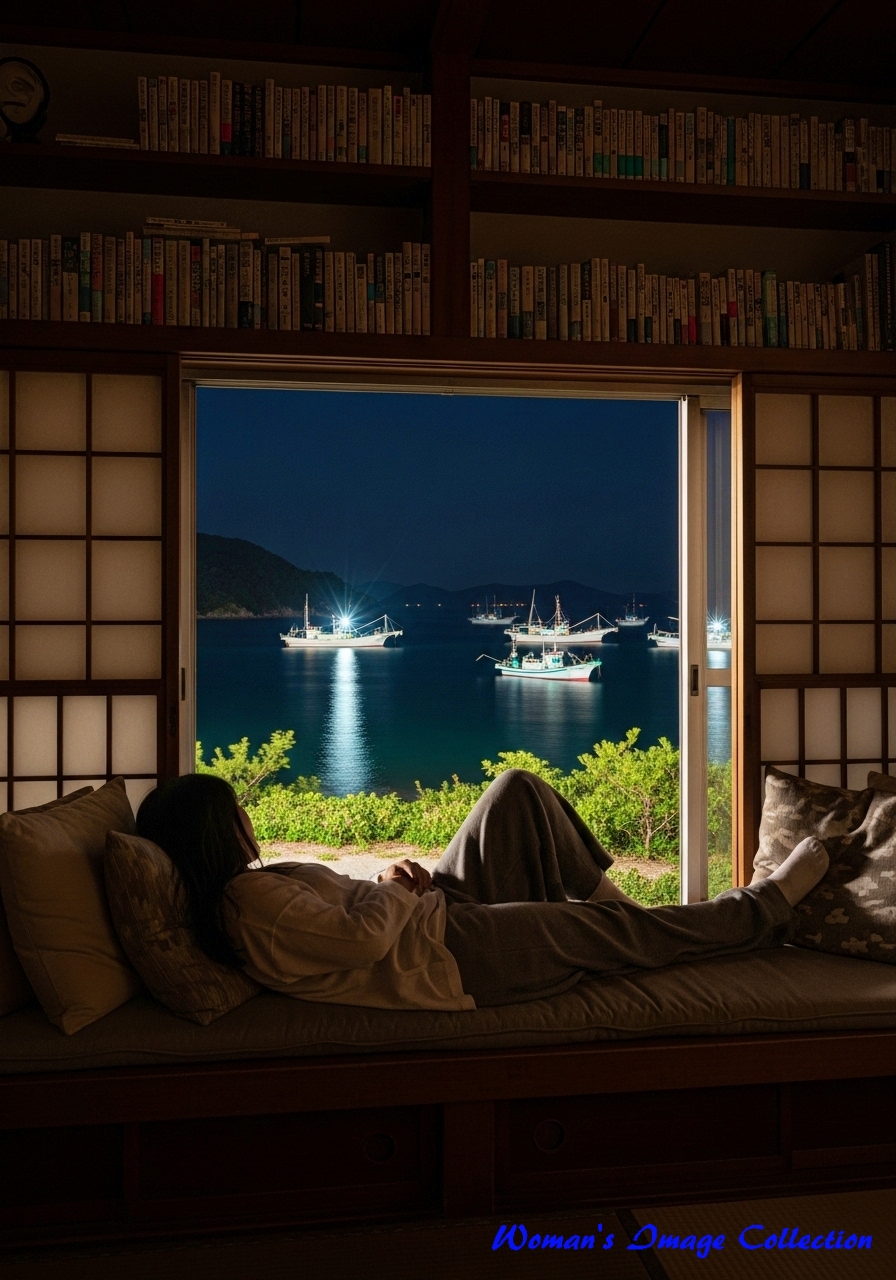 イカ釣り漁船が見える部屋