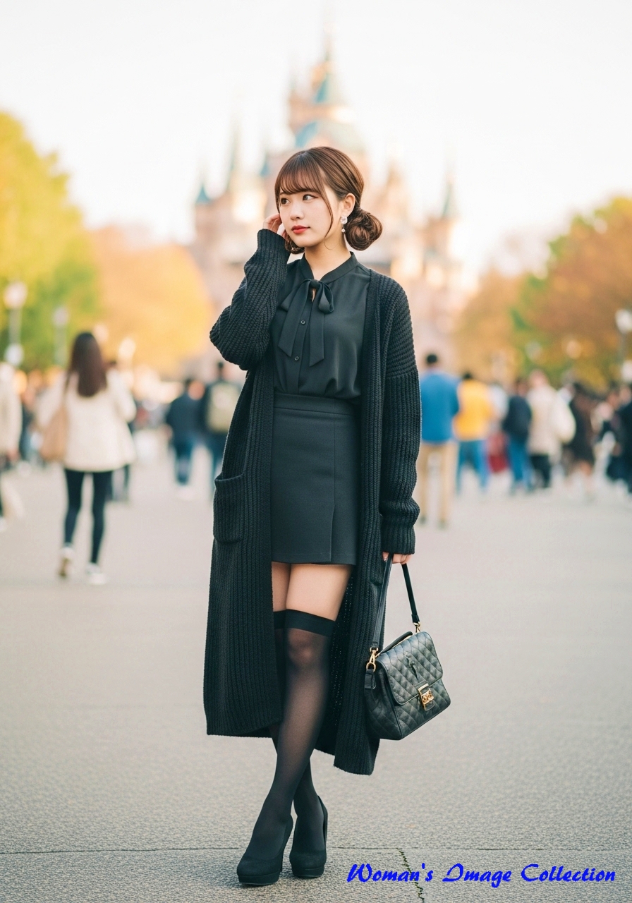 黒のロングカーディガン