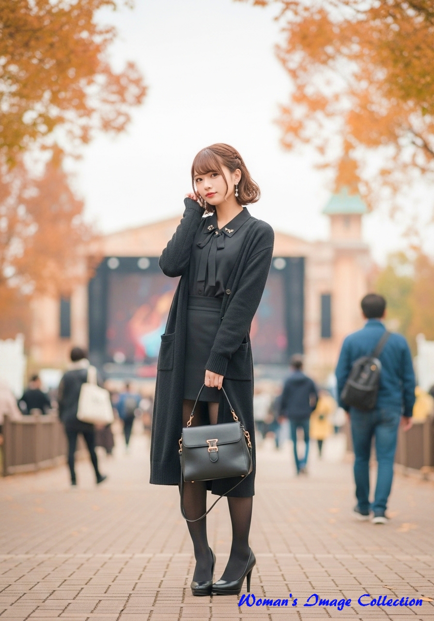 黒のロングカーディガン