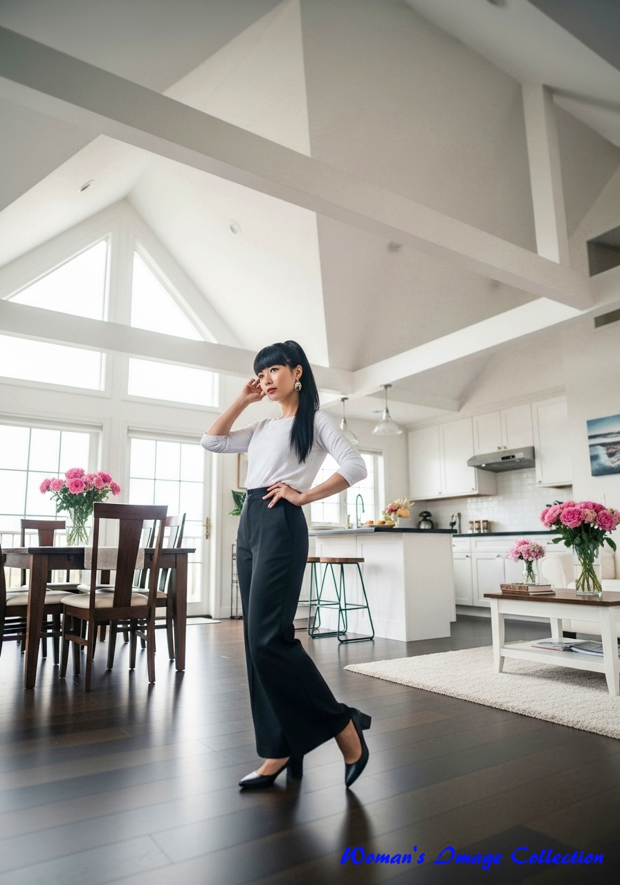 広々としたオープンプランのリビングダイニングとキッチン