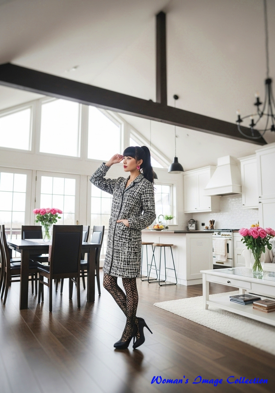 広々としたオープンプランのリビングダイニングとキッチン