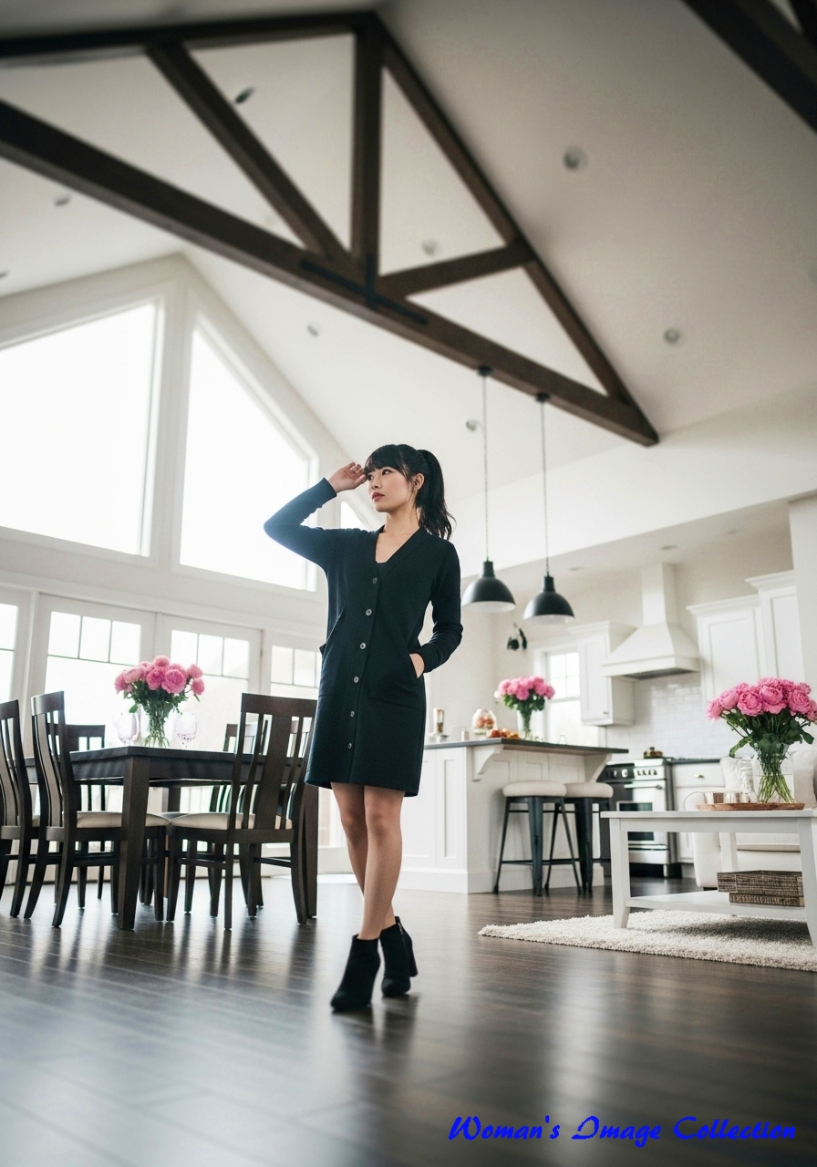 広々としたオープンプランのリビングダイニングとキッチン