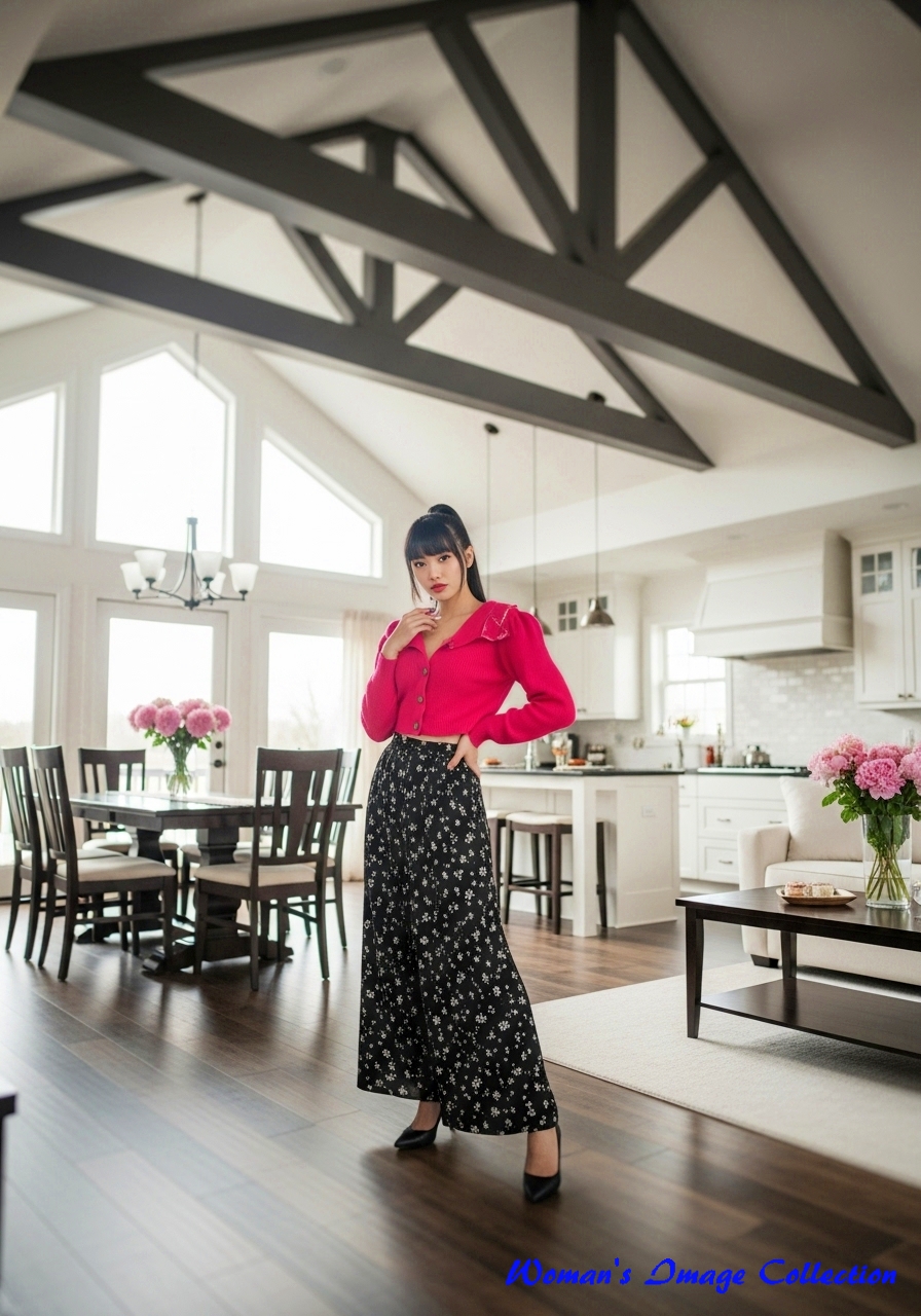 広々としたオープンプランのリビングダイニングとキッチン