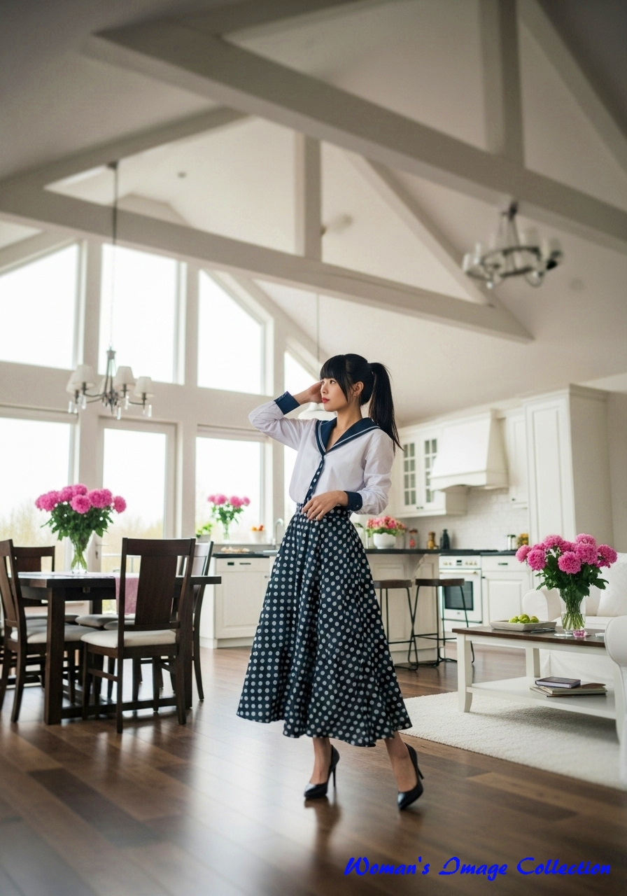 広々としたオープンプランのリビングダイニングとキッチン