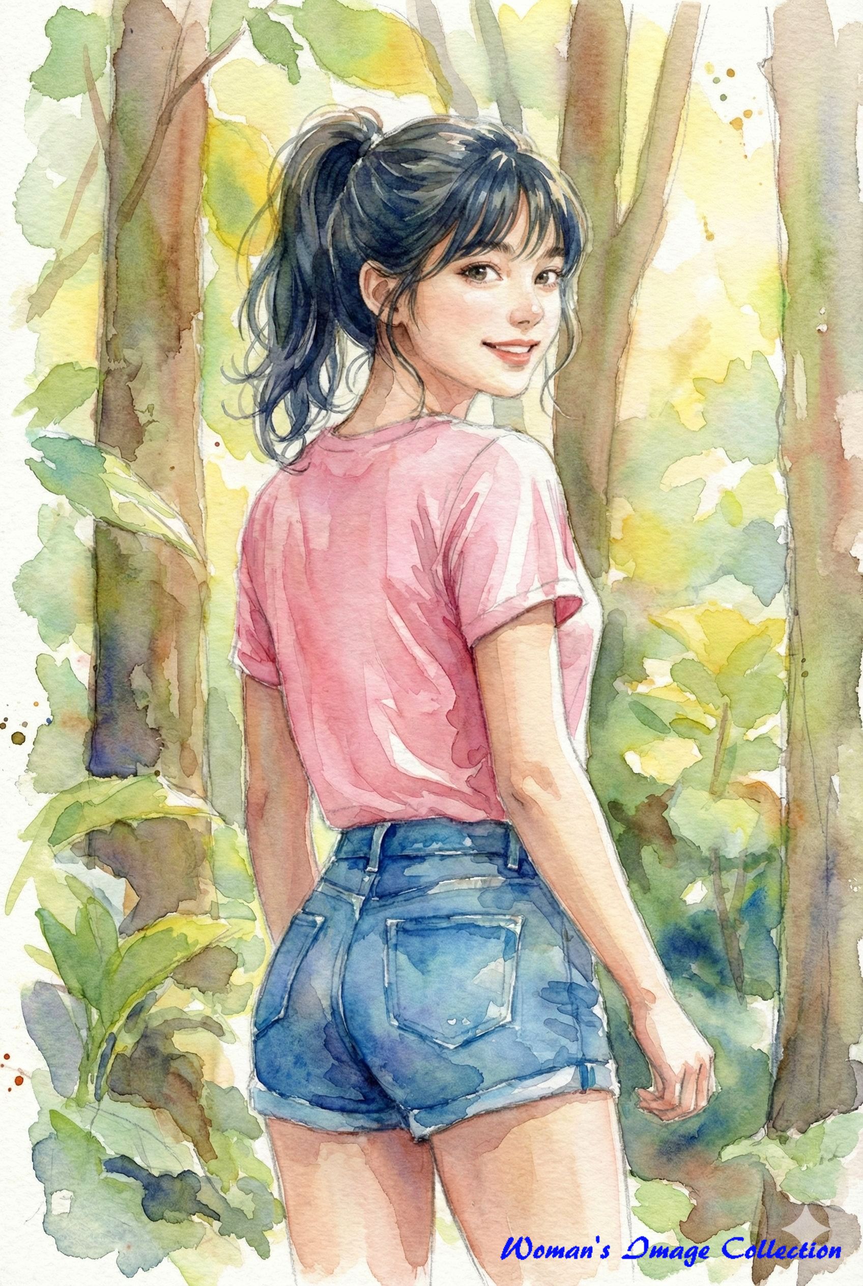 ショートパンツを履いた女性のポートレート