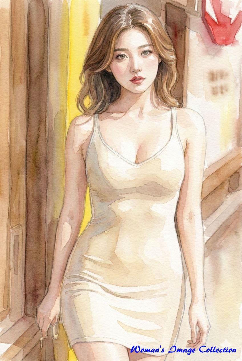 自然な表情を見せる女性のイラスト