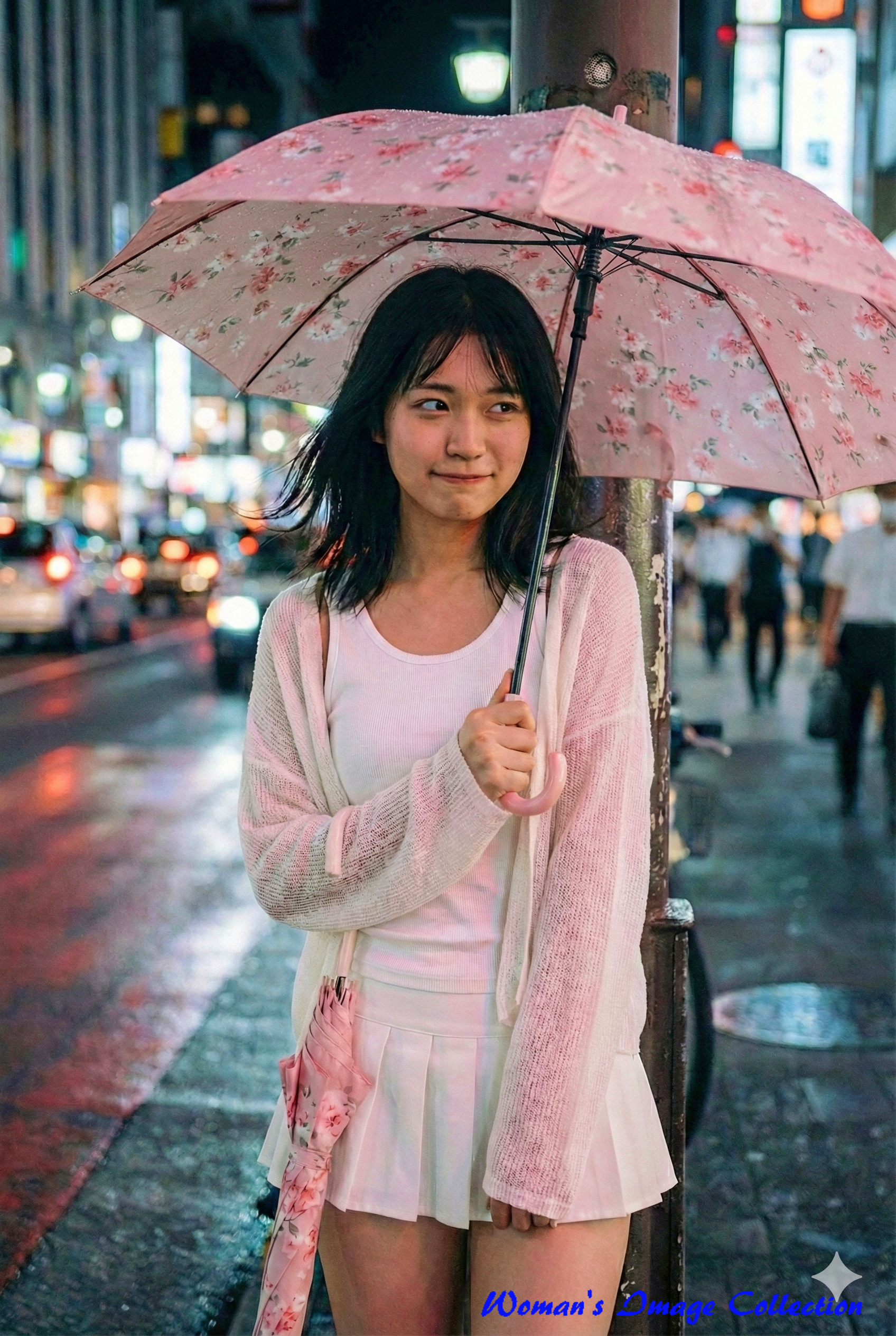 傘の柄を正しく握らせる指示と、右腕に残っていた不要な傘の残骸を削除していく修正過程。