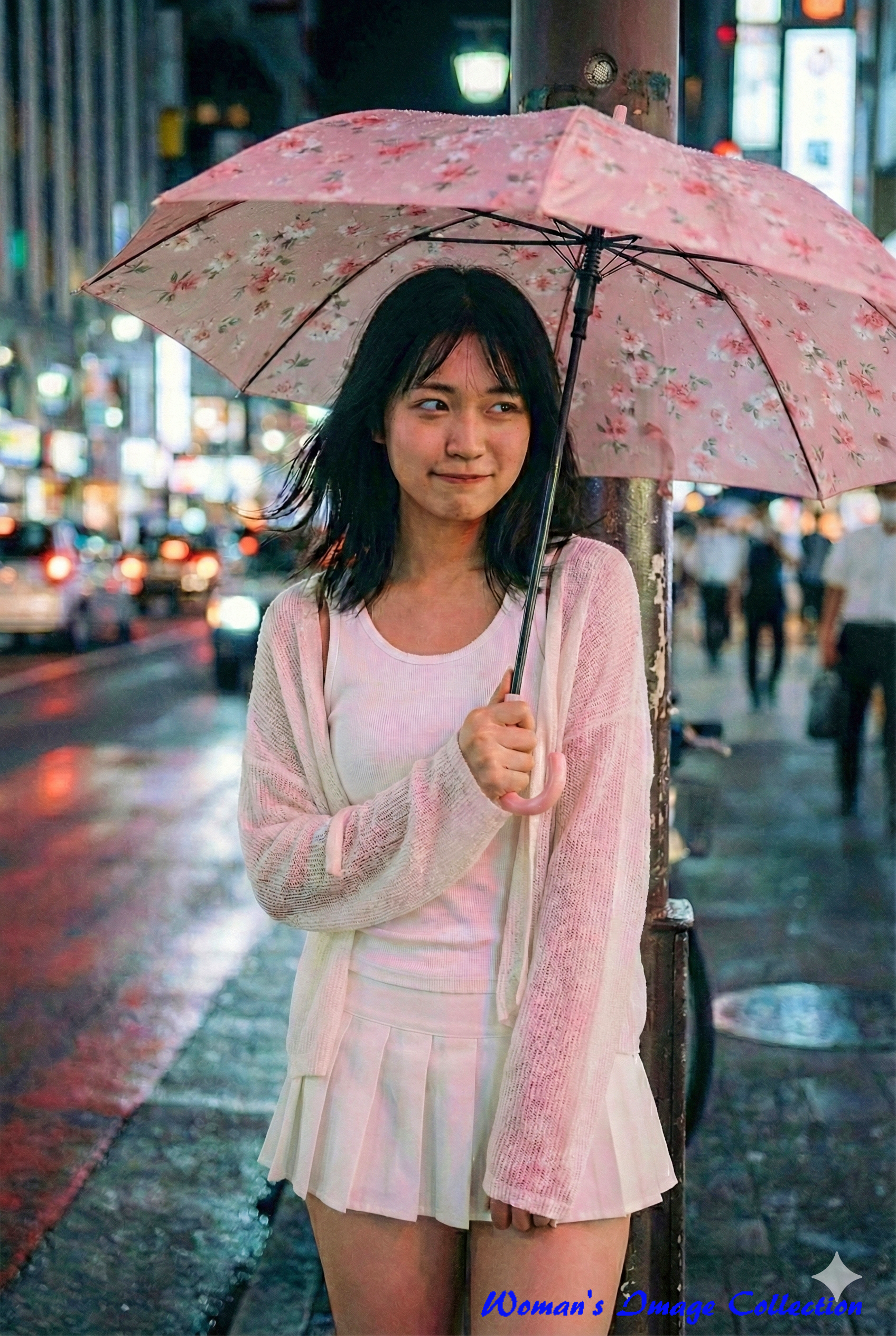 傘の柄を正しく握らせる指示と、右腕に残っていた不要な傘の残骸を削除していく修正過程。