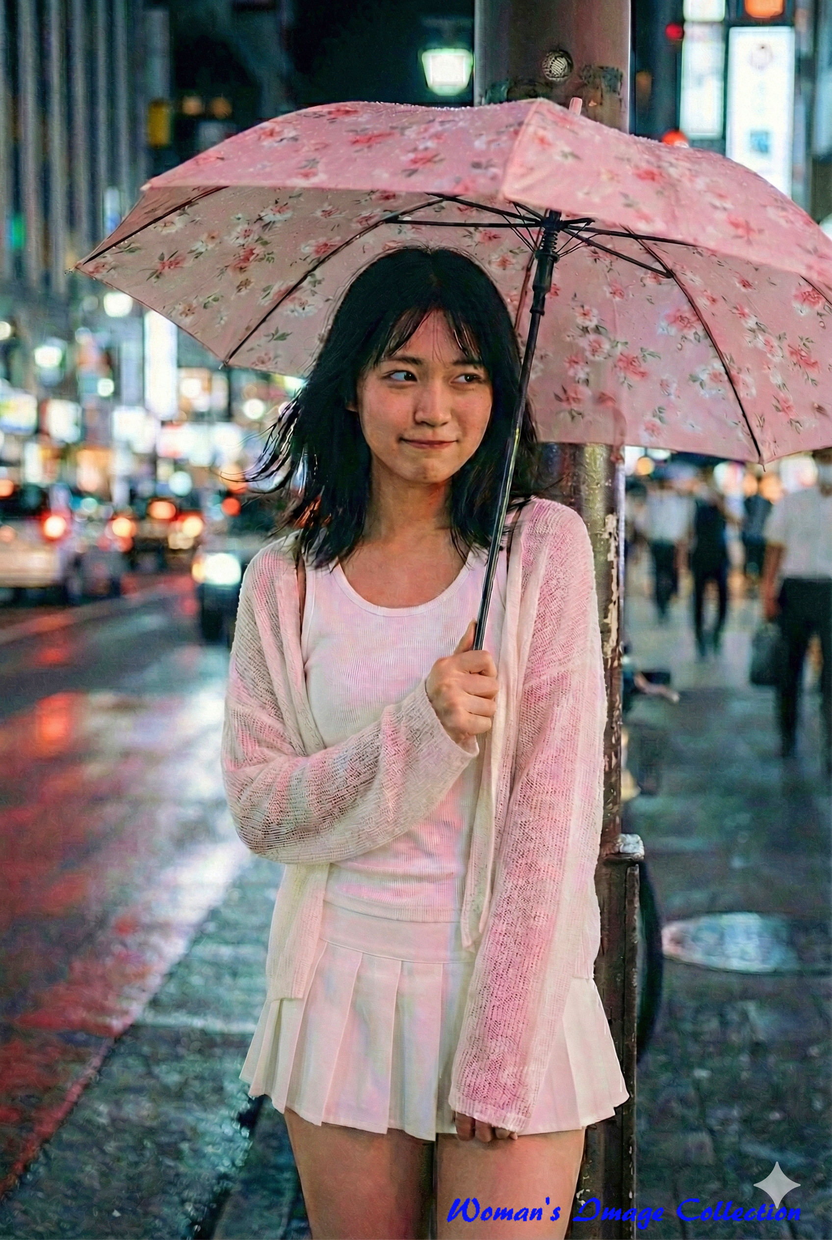 傘の柄を正しく握らせる指示と、右腕に残っていた不要な傘の残骸を削除していく修正過程。